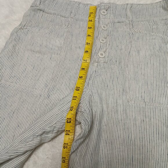 Free People Women's White and Black Stripped Linen Blend Pants Size 8 - Picture 5 of 8